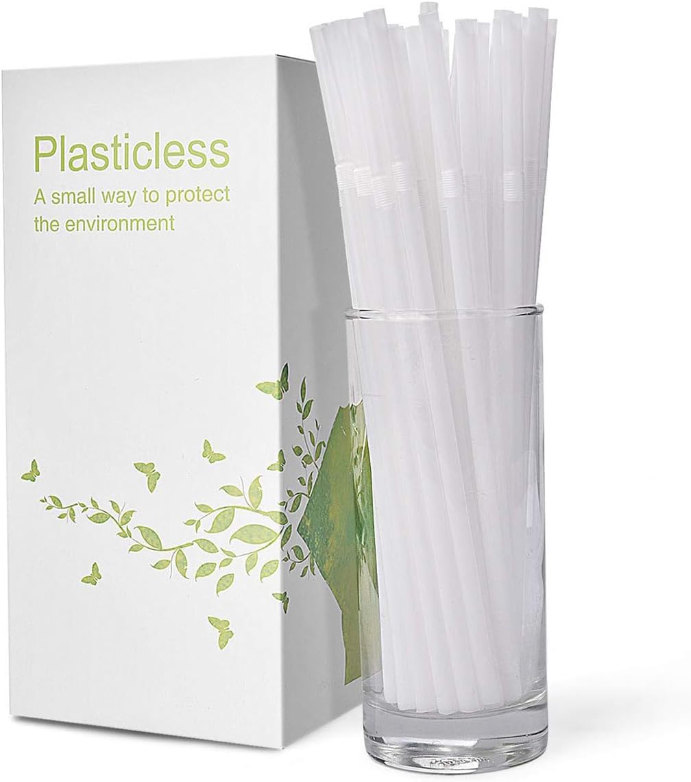 200 Count 100% Plant-Based Compostable 10.25 in Long PLA Straws-Plasticless Biodegradable Bendy Drinking Straws-A Fantastic Eco Friendly Alternative to Plastic Straw