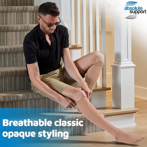 ABSOLUTE SUPPORT (3 Pairs) Plus Size Compression Socks for Women and Men Circulation 20-30mmHg - Graduated Support Knee High for Swelling, Achilles Tendon, Thrombosis - Beige, 7X-Large - A501BE10-3
