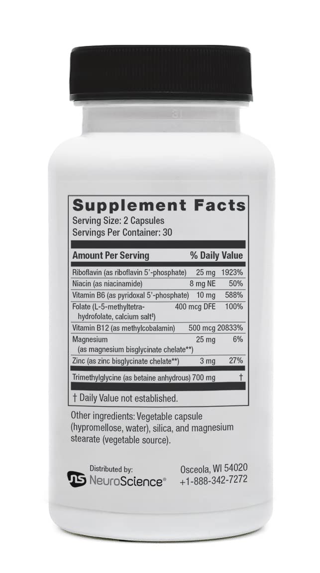 Neuroscience Methyl FMT - l Methylfolate Health Supplements with Folate, B-Vitamins, Magnesium and Zinc - Balances Mood, Energy, Stress Relief, and Adrenal Support (60 ct)