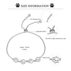 BISAER 925 Sterling Silver Cat Dog Paw Print Charm Bracelet for Women