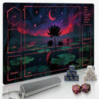 MTG Playmat TCG Playmat -Includes Storage Bag and 14 Dice-Experience Top-Tier Quality and Edge-Locking Waterproof and Non-Slip Mat! (playmat with, Lotus Flower)