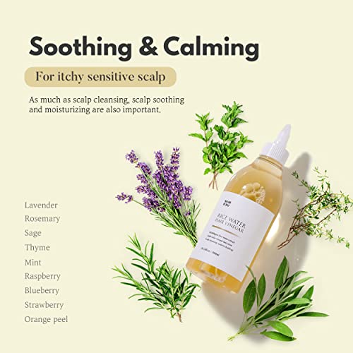 mimosu Apple Cider Vinegar Hair Rinse with Rice Water Refill 8.45oz, Hair Growth Cleansing Conditioner, Gentle Scalp Cleanser for Build Up, Glycolic Acid Dandruff Treatment