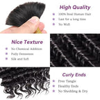 Human Braiding Hair For Boho Braids Deep Water Wave Bulk Human Hair for Braiding 12A Wet and Wavy Curly 100% Human Hair Extensions 3 Bundles 120g Natural Color 18inch