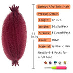 Marley Twist Braiding Hair, Pre-Separated Springy Afro Twist Hair Kinky Twist Crochet Hair Braids for Distressed Soft Locs Spring Twist Hair for Women (Bug#, 12 Inch(Pack of 8))