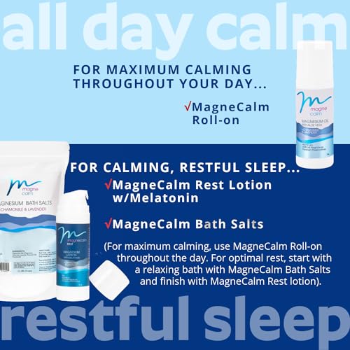 MagneCalm Rest Lotion with Melatonin, Lavender & Chamomile - Mangesium Lotion for Peaceful Rest, 5 Ounce