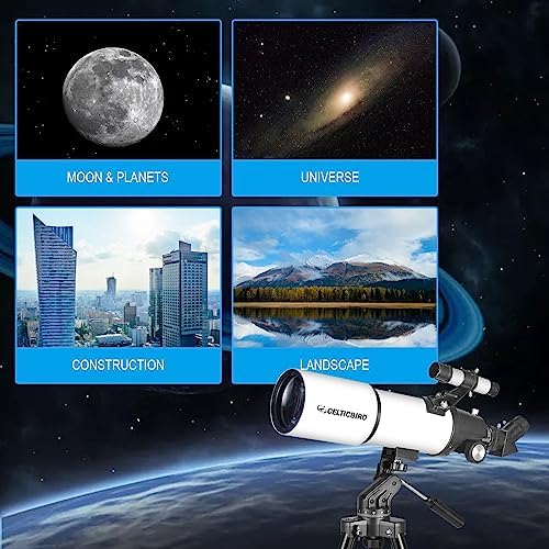 Telescope for Adults High Powered, 80mm Aperture 600mm Telescopes for Adults Astronomy, Travel Telescopio for Beginners with AZ Mount, Backpack, Phone Adapter, Moon Filter