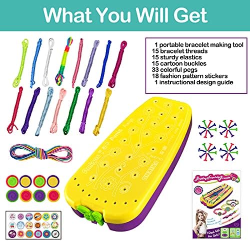 Friendship Bracelet Making Kit Toys, Ages 7 8 9 10 11 12 Year Old Girls Gifts Ideas, Birthday Present for Teen Girl, Arts and Crafts String Maker Tool, Bracelet DIY, Kids Travel Activity Set