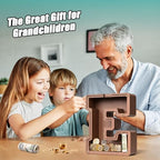 Summidate Wooden Letter Piggy Bank, Extra Thick Large Capacity Piggy Bank for Kids Boys Girls Toddler, Alphabet E Money Bank| Coin Box Birthday, Christmas, Festival