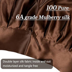 22 Momme 100% Mulberry Silk Sleep Cap for Women, Pure Mulberry Hair Bonnet, Anti-Frizz Head Wrap with Elastic Stay On Head, Dark Brown