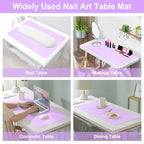 Nail Art Table Mat,Foldable Nail Arm Rest Pad for Nails,Soft Microfiber PU Leather Nail Mat for Table,Waterproof Manicure Pad,Nail Table Pad for Nail Technician Salon Home-Purple