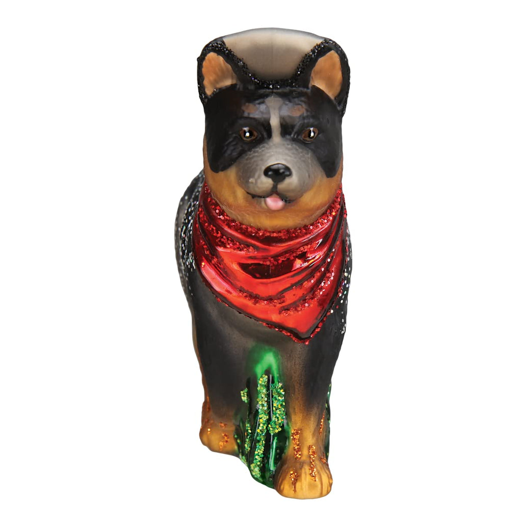 Old World Christmas Australian Cattle Dog Glass Blown Ornament for Christmas Tree, Handcrafted Holiday Decoration, Dog Collection