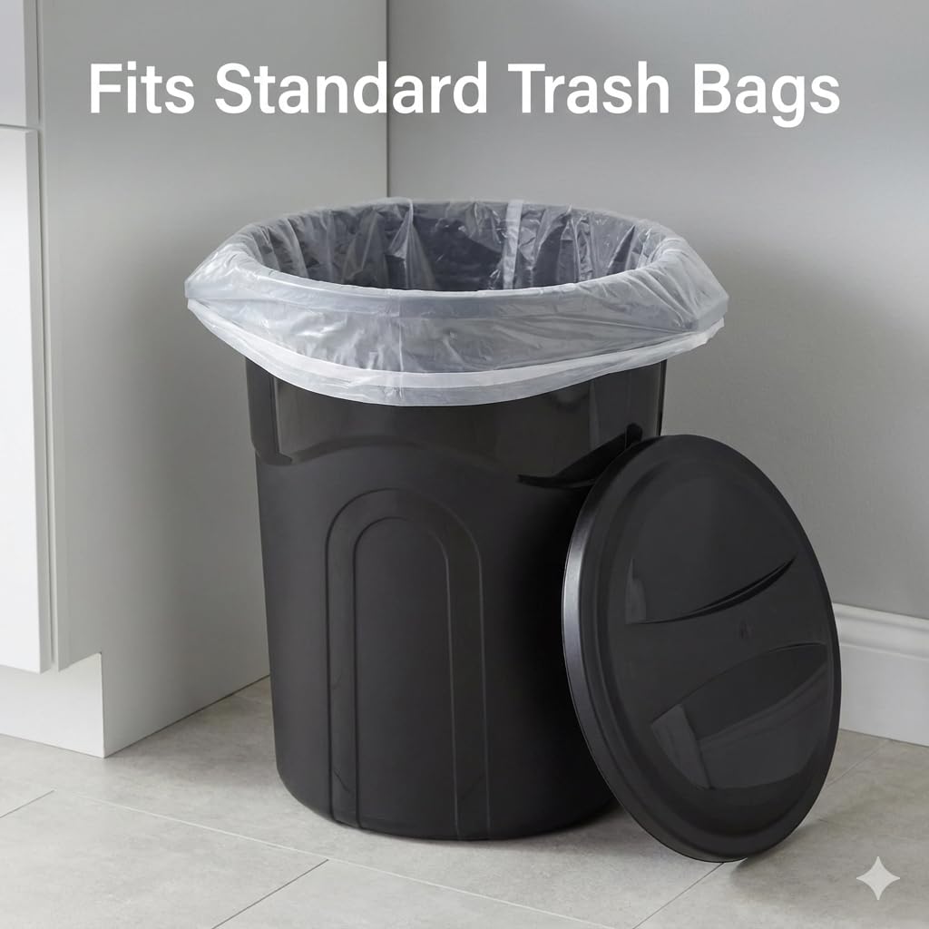 20 Gallon Heavy Duty Trash Can with Secure Click-Lock Lid – Durable All-Weather Plastic Garbage Bin for Outdoor Patio, Garage, Kitchen & Commercial Use – Black Utility Container