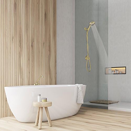 Luxury Spa: ImperialShine Gold Hand Held Shower Head, 4.5 inch 6 Spray Setting Handheld Showerhead with Extra-Long Hose, Experience Comfort and Elegance (Polished Brass/ImperialShine Gold)