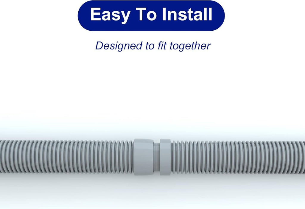 Poolvio Pool Vacuum Hose 33 Feet (10 x 40 Inch), 1.5 Inch Cuffs, Compatible with Most Inground Pool Automatic Cleaners, Gray