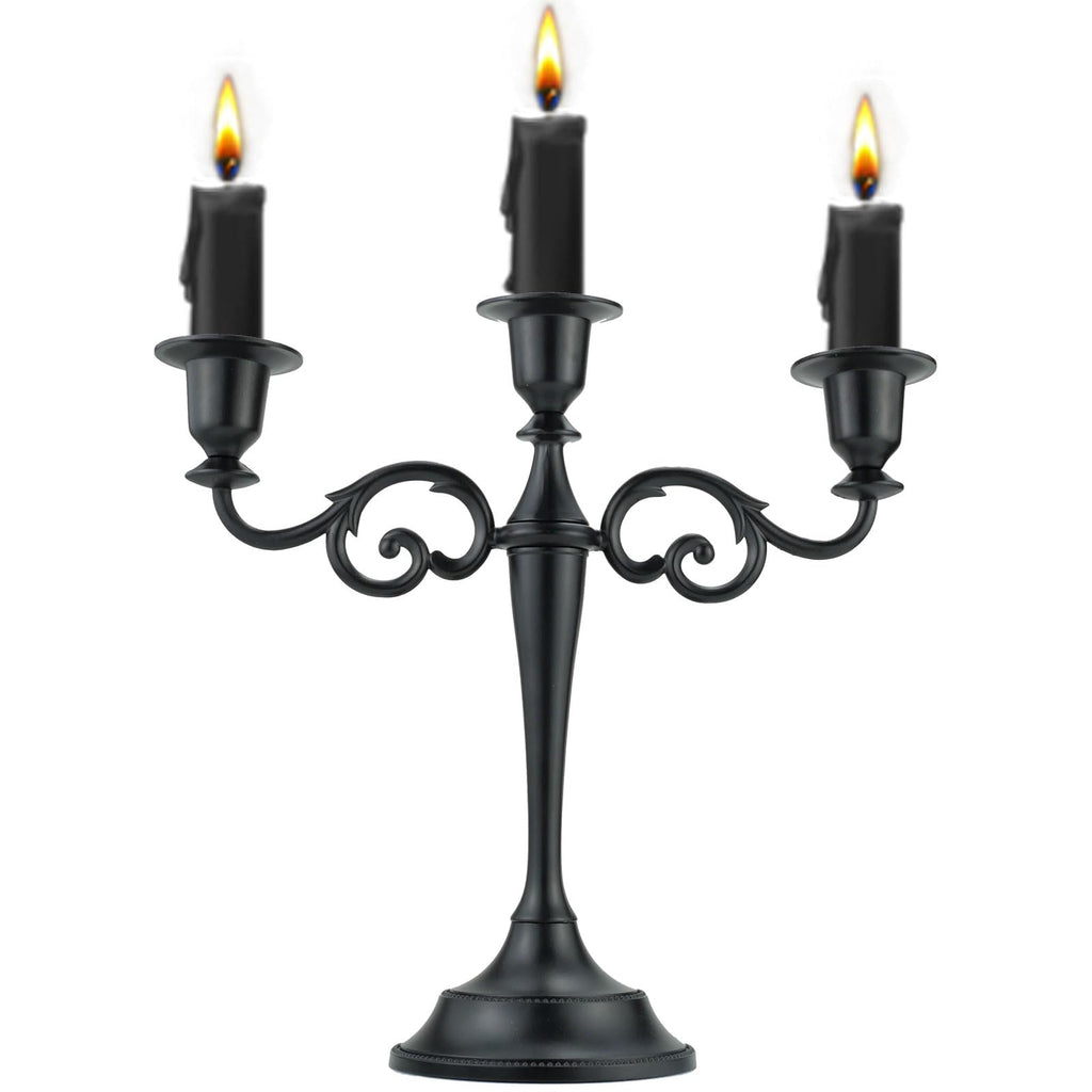 Viscacha 3-Arm Black Metal Candelabra Halloween Centerpiece Taper Holder