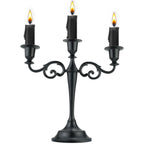 Viscacha 3-Arm Black Metal Candelabra Halloween Centerpiece Taper Holder