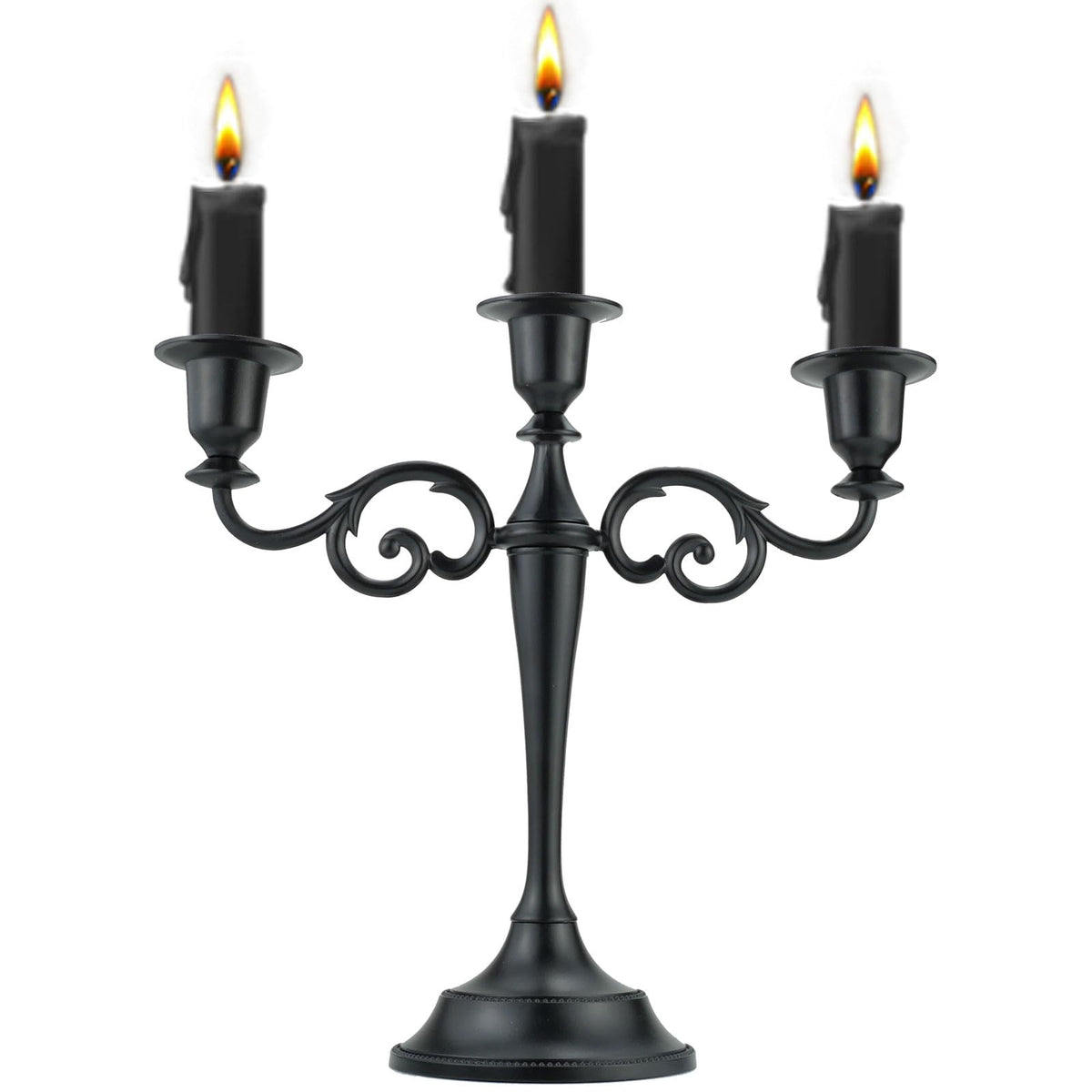 Viscacha 3-Arm Black Metal Candelabra Halloween Centerpiece Taper Holder