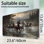 for MTG Game Playmat, for Magic TCG Rubber Play mat,Tabletop Card Playmats with Smooth Surface,Trading Card Inked Game Mat,Battle Game,Horses in River