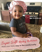 YANIBEST Baby Satin Bonnet Sleep Cap - Double Layer Reversible Adjustable Silky Satin Cap for Infant Toddler(5-12Year,Pink)