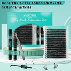 Lash Clusters Kit 320Pcs,50D Eyelash Extension Kit,Lash Bond and Seal Waterproof,Lash Remover for Individual Cluster Lashes Kit,Lash Applicator Tool for DIY Lash Extension Kit(D-Mix9-16mm Kit)