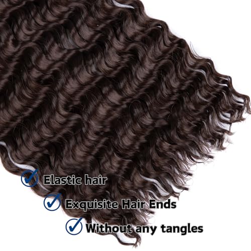 Deep Bulk Hair For Braiding Hair 20inch Wet And Wavy Deep Wave Bulk Hair Quality Synthetic Micro Braiding Hair Extensions for Boho Braids No Weft (2Pack 200g, 4#)