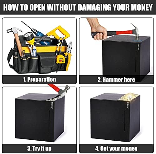 hizgo Adult Piggy Bank- Piggy Bank for Adults Must Break to Open -Stainless Steel Money Box-Metal Saving Box (7.9 inch)