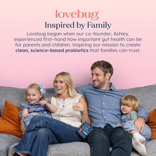 LOVEBUG Kids Probiotic Powder with Prebiotic Fiber - Toddler Immunity Support & Constipation Relief - USDA Organic Probiotics for Childrens Gut & Digestive Health (Ages 1-4) - 60 Pack (Unflavoured)