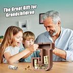 Summidate Wooden Letter Piggy Bank, Extra Thick Large Capacity Piggy Bank for Kids Boys Girls Toddler, Alphabet J Money Bank| Coin Box Birthday, Christmas, Festival