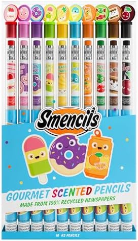 Smencils - Patented Gourmet Scented Graphite HB #2 Pencils Made from Recycled Newspapers, 10 Count, Gifts for Kids, School Supplies