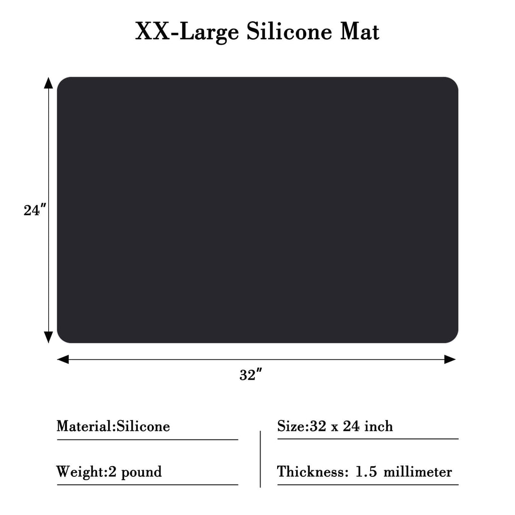 Gartful Silicone Mats for Countertop - 32"x 24"x0.06", Extra Large Multipurpose Mat, Counter Table Protector, Desk Saver Pad, Placemat Nonstick Nonskid Heat-Resistant Kitchen Pad, Black