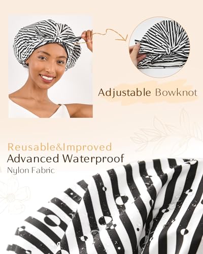 Yanibest Non-Slip Shower Cap for Women, Adjustable Luxury Waterproof Shower Cap, Reusable Cute Shower Cap Hair Cap to Keep Hair Dry