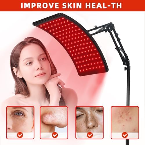 Red Light Therapy Lamp for Body, Infrared Light Therapy Lamps with Stand 660nm Red Light &850nm Near Infrared Light Therapy Lamp Device for Body at Home with Eyes Protection Goggles（Brown Black）