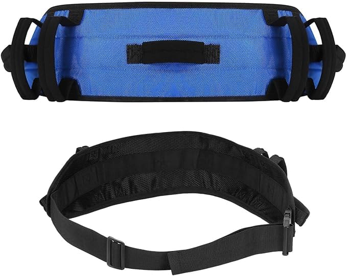 Rhino Valley Gait Belt for Senior with 7 Handles, 59" Anti-Slip Gate Belts Medical for Elderly, Transfer Belt with Quick Release Buckle, Elderly, Physical, Handicap, Bariatric Therapy, Blue & Black