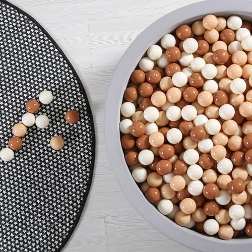 GOGOSO Ball Pit Balls for Toddler, Baby Plastic Playballs Kids Soft Pastel Pelotas Non-Toxic BPA-Free,Cream Coffee+Khaki+White,100 Balls