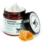 Beef Tallow for Skin, Whipped Tallow and Honey Balm for Face, Grass Fed & Organic Tallow Face Moisturizer Lip Balm, Deeply Moisturizing for Face & Body, 120g/4.2 oz
