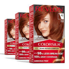 Revlon ColorSilk with Bond Repair Complex, Permanent Hair Color, 100% Gray Coverage, Ammonia Free Hair Dye, Vegan Keratin, 42 Medium Auburn (Pack of 3)