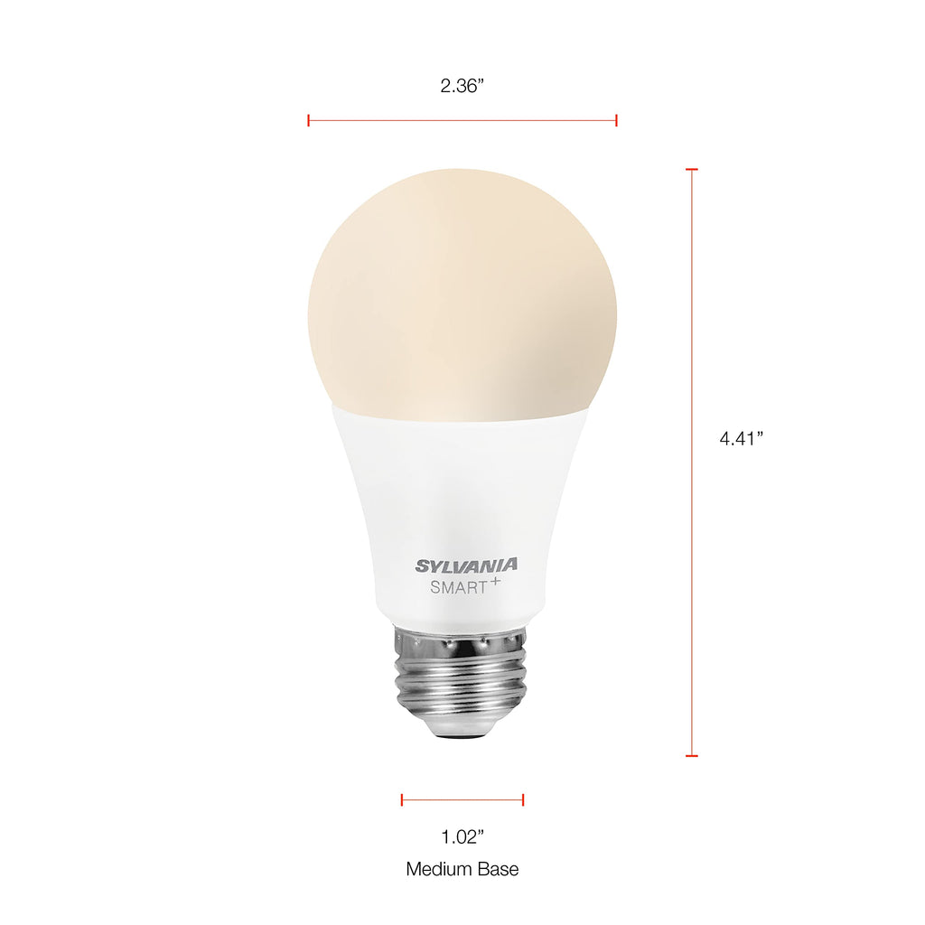 LEDVANCE Sylvania Smart Light Bulb, Bluetooth Mesh LED Bulb, Compatible with Alexa & Google Home, A19, 60W Equivalent, E26, Soft White - 4 PK [2022 Model] (75843)