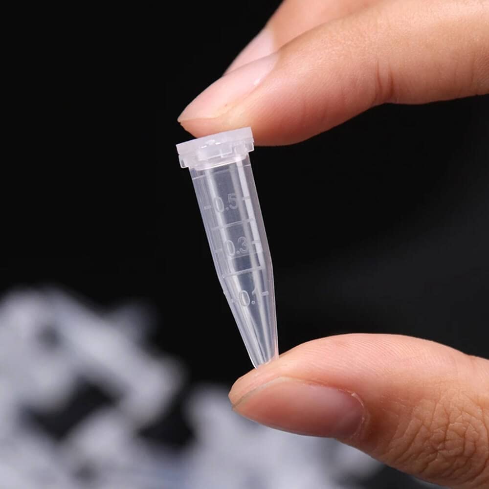BKMAMLAB 0.5ml Microcentrifuge Tubes 1000pcs, EO Sterilized Plastic Small Vials with Caps for Sample Storage Without Leakage(1000)