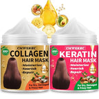 Collagen Hair Mask & Keratin Hair Mask for Damaged Hair,Keratin Hair Treatment,Repair Deep Conditioner for Dry Hair,Vitamin E Natural Hydrating Hair Mask with Argan Oil All Hair Type,Hair Care Gifts