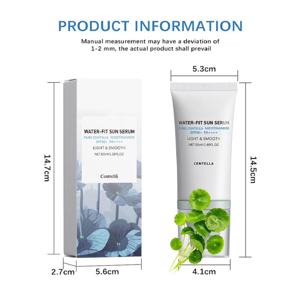 2 Pcs Centella Sunscreen,Lightweight HydratingSPF50 Centella Sunscreen for All Skin Type and UV Defense.