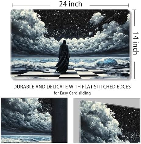 MTG Playmat Magic Card Playmat Game Mat,TCG & CCG Card Games Mat with Free Storage Bags Size 24 x 14 Inches (No with Zones,Death God)