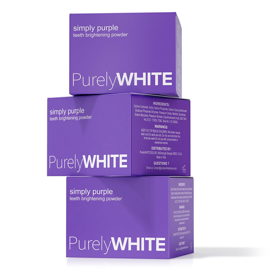 PurelyWHITE Deluxe Simply Purple Bleach Powder, Hides Stains, Does Not Produce Sensitivity; Bleaching Powder, Suitable for Enamel Stains of Coffee, Tea, Food, Wine and Tobacco, 1