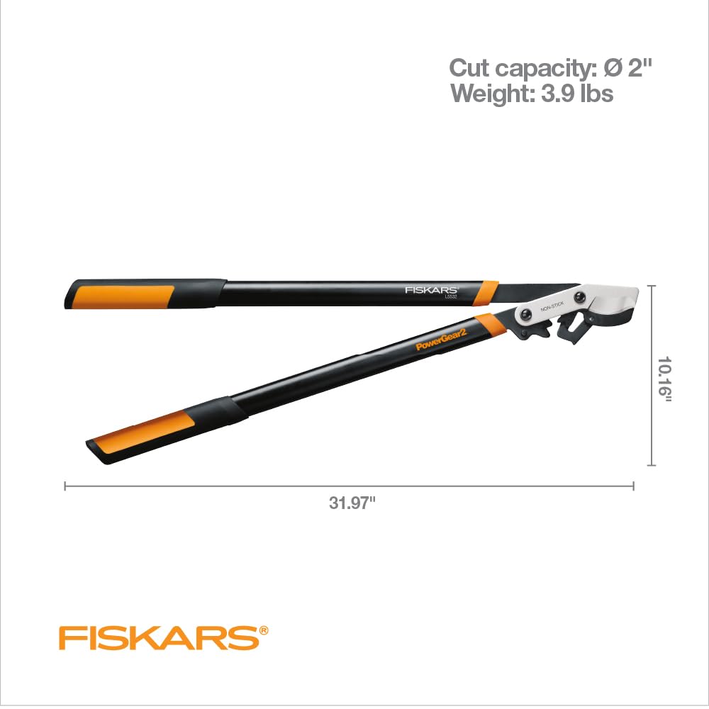 Fiskars 32” PowerGear2 Garden Bypass Loppers, 2" Cut Capacity Tree Trimmer