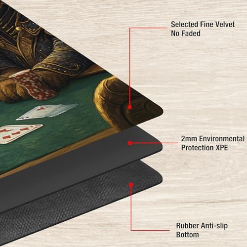 Playmats for Magic: The Gathering MTG Card Game Mat Plus 50 Pcs Card Sleeves, 24 x 14 inch TCG Mat with Stitched Edge for Commander Deck Duskmourn Board Game, Cats Play Poker