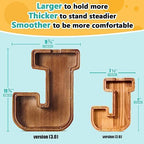 Customized Name Large Wooden Piggy Bank for Kids Boys Girls Alphabets Letter A-Z Coins Bills Money Change Bank Box Initial on Clear Cover (Laser Engraved) (Alphabet-J, Personalized-12)