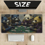 Playmats for Magic: The Gathering MTG Card Game Mat Plus 50 Pcs Card Sleeves, 24 x 14 inch TCG Mat with Stitched Edge for Commander Deck Duskmourn Board Game, Pandas Play Poker