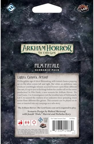 Arkham Horror The Card Game Film Fatale Scenario Pack - Explore Bizarre Film Sets, Cooperative LCG, Ages 14+, 1-4 Players, 1-2 Hr Playtime, Made by Fantasy Flight Games