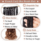 9 Packs Ombre Brown French Curl Crochet Braids 24 Inch Boho Box Braids Crochet Braids with Curly Ends Synthetic Goddess Braids Pre looped Crochet Hair for Women