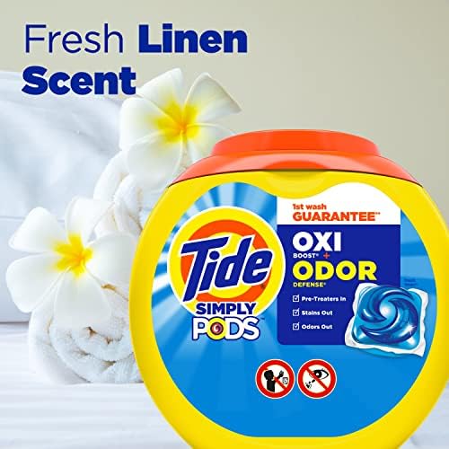 Tide Simply Pods Odor Rescue Liquid Laundry Detergent Pacs, 3 in 1 Powerful Detergent, Fresh Scent, 55 Count
