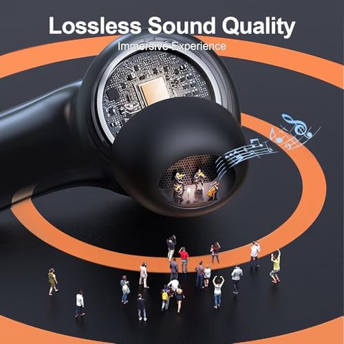 ZIUTY Wireless Earbuds Bluetooth Headphones, 50H Playtime Ear Buds with Mic, LED Digital Display Charging Case, IPX7 Waterproof, Deep Bass Stereo, in-Ear Earphone for iPhone Andriod Phone